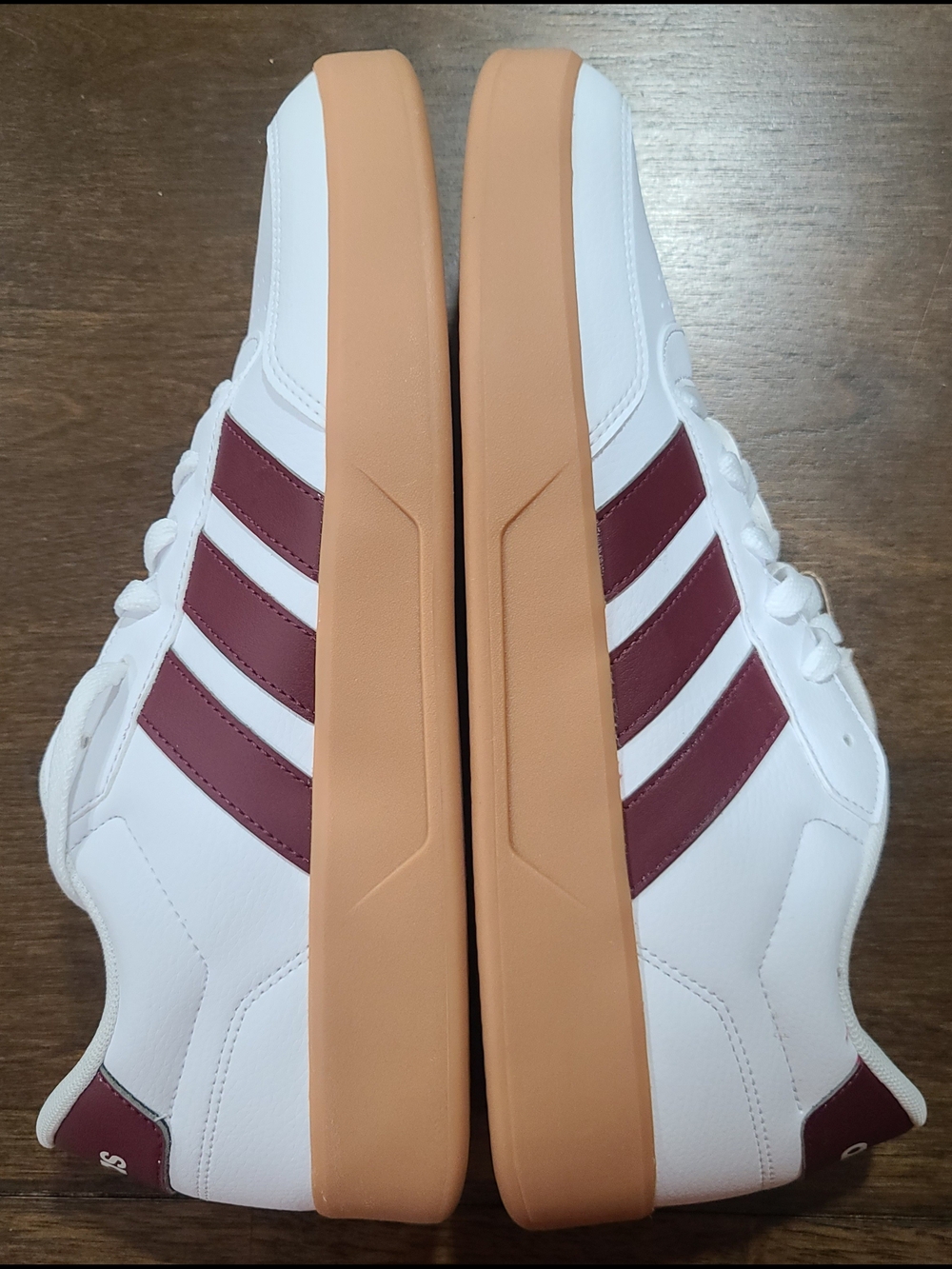 adidas Breaknet 3.0 White/Burgundy Low-Top Lace-Up Sneakers Gum Rubber Sole